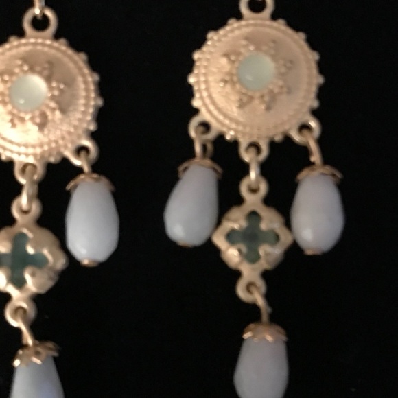 Frosted Gold Bead Chandelier Earrings - Picture 3 of 4